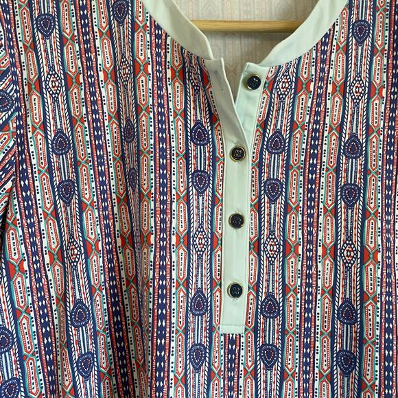 J. McLaughlin Catalina Cloth Paisley Floral Boho Tunic Top SZ XL Blue & Red EUC - Picture 2 of 9